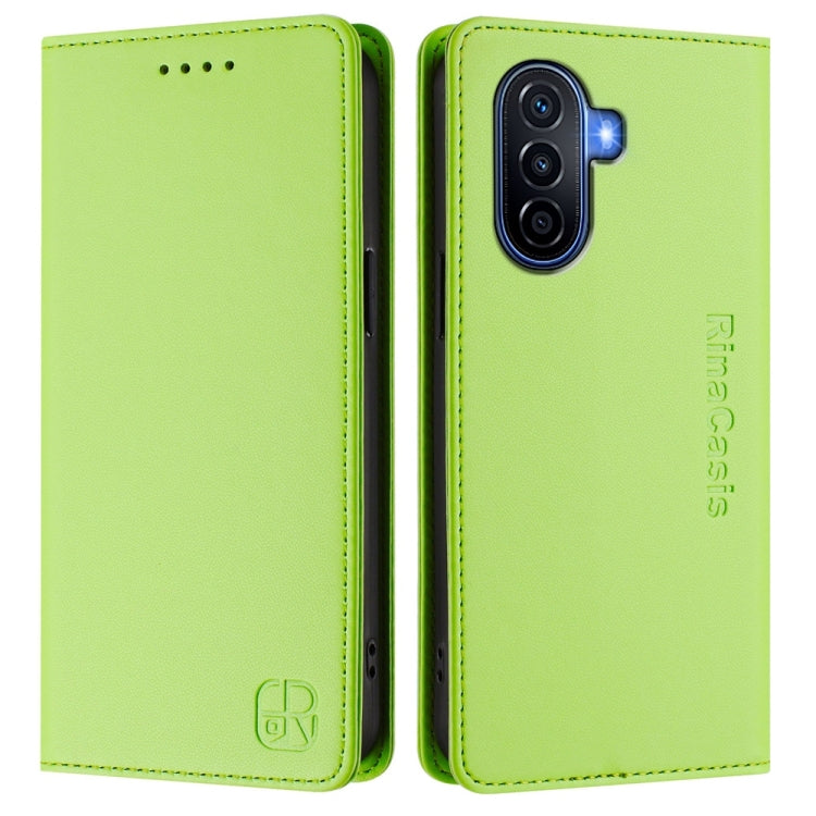 For Huawei Enjoy 50 / nova Y70 Plus RC01 Dual-Folded Magnetic Suction RFID Leather Phone Case