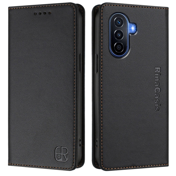 For Huawei Enjoy 50 / nova Y70 Plus RC01 Dual-Folded Magnetic Suction RFID Leather Phone Case