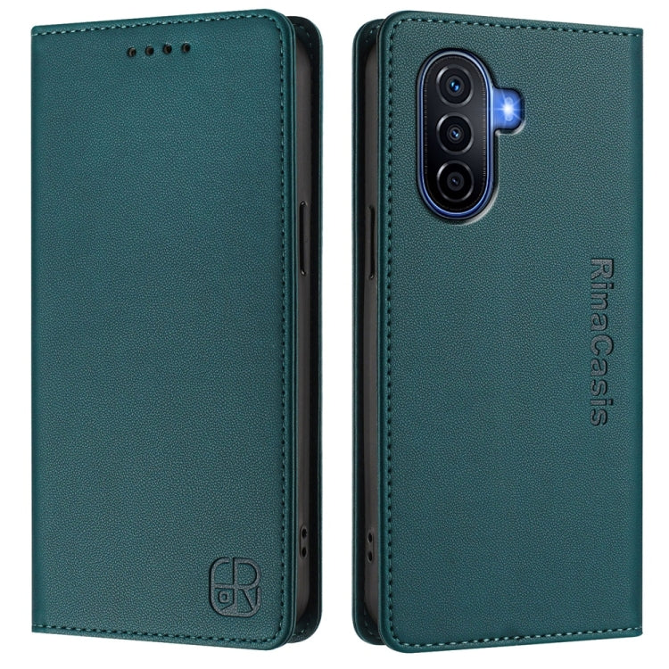 For Huawei Enjoy 50 / nova Y70 Plus RC01 Dual-Folded Magnetic Suction RFID Leather Phone Case