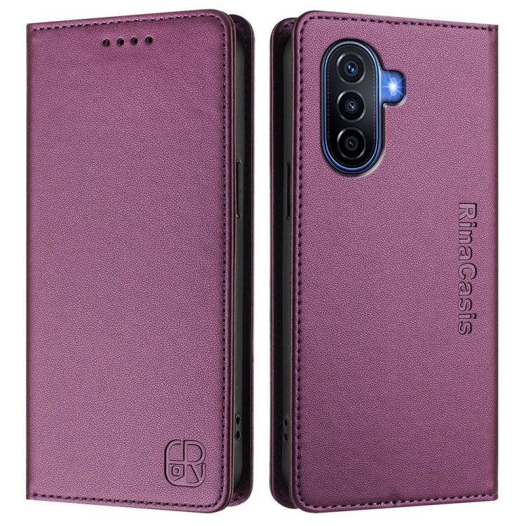 For Huawei Enjoy 50 / nova Y70 Plus RC01 Dual-Folded Magnetic Suction RFID Leather Phone Case