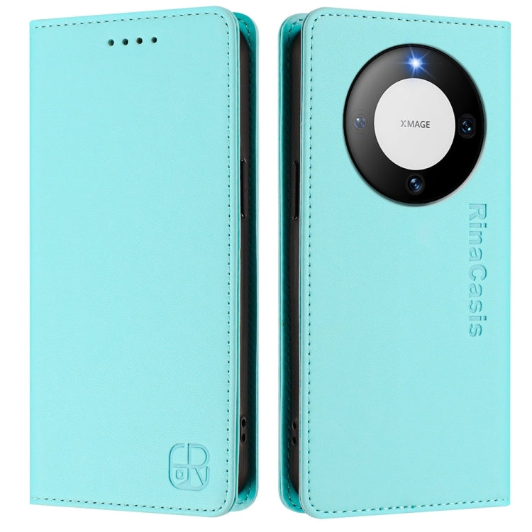 For Huawei Mate 60 RC01 Dual-Folded Magnetic Suction RFID Leather Phone Case