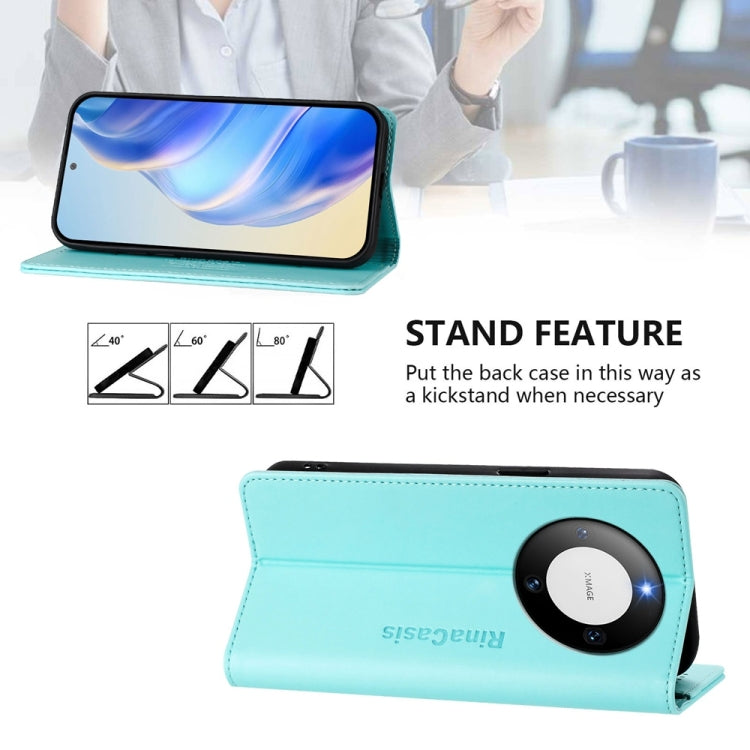 For Huawei Mate 60 RC01 Dual-Folded Magnetic Suction RFID Leather Phone Case