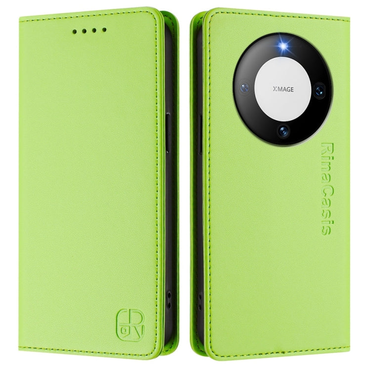 For Huawei Mate 60 RC01 Dual-Folded Magnetic Suction RFID Leather Phone Case