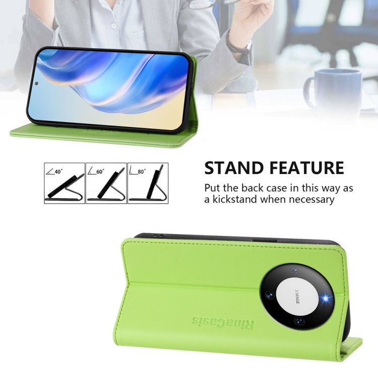 For Huawei Mate 60 RC01 Dual-Folded Magnetic Suction RFID Leather Phone Case