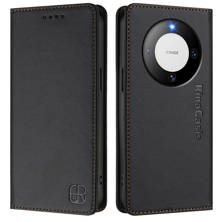 For Huawei Mate 60 RC01 Dual-Folded Magnetic Suction RFID Leather Phone Case
