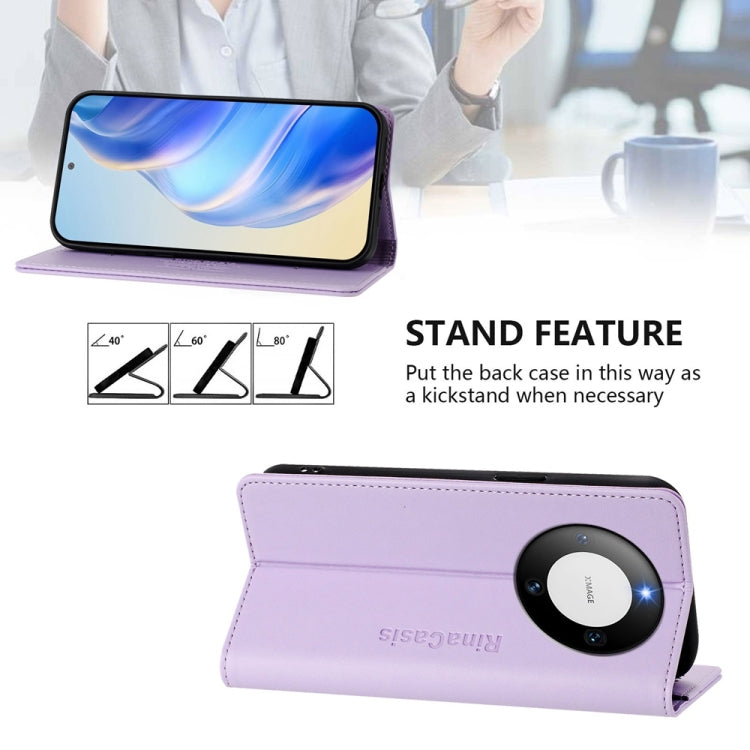 For Huawei Mate 60 RC01 Dual-Folded Magnetic Suction RFID Leather Phone Case