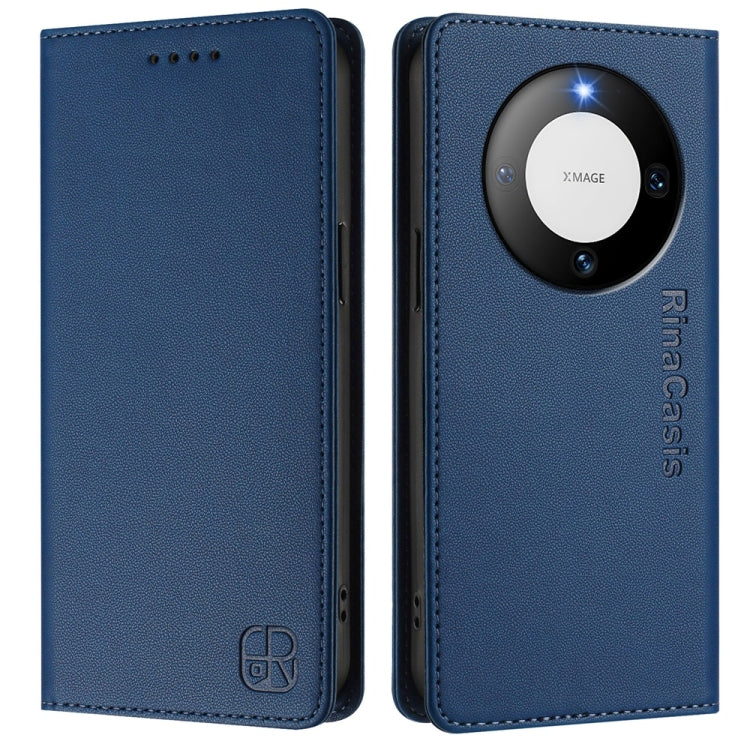 For Huawei Mate 60 RC01 Dual-Folded Magnetic Suction RFID Leather Phone Case