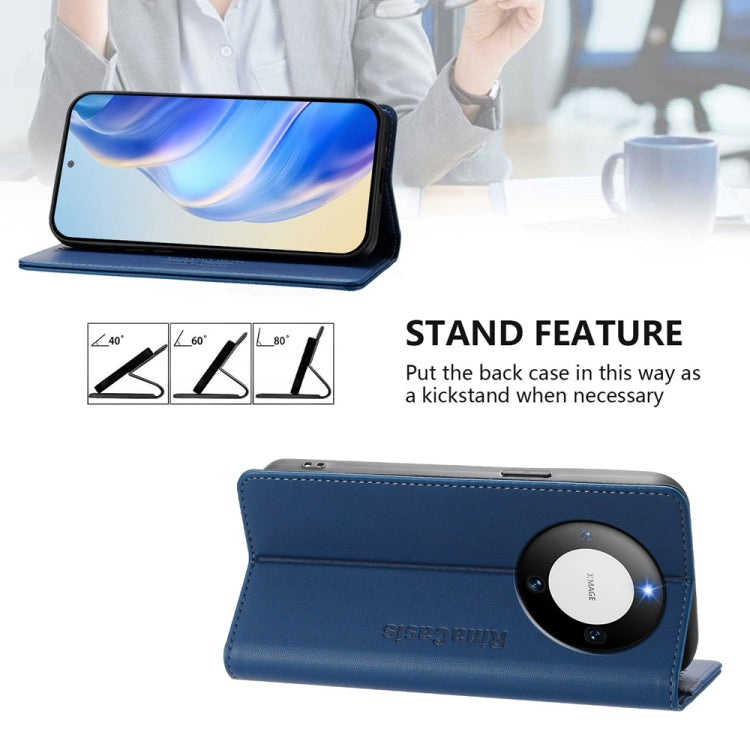 For Huawei Mate 60 RC01 Dual-Folded Magnetic Suction RFID Leather Phone Case