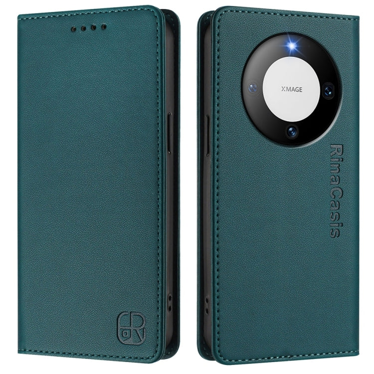 For Huawei Mate 60 RC01 Dual-Folded Magnetic Suction RFID Leather Phone Case