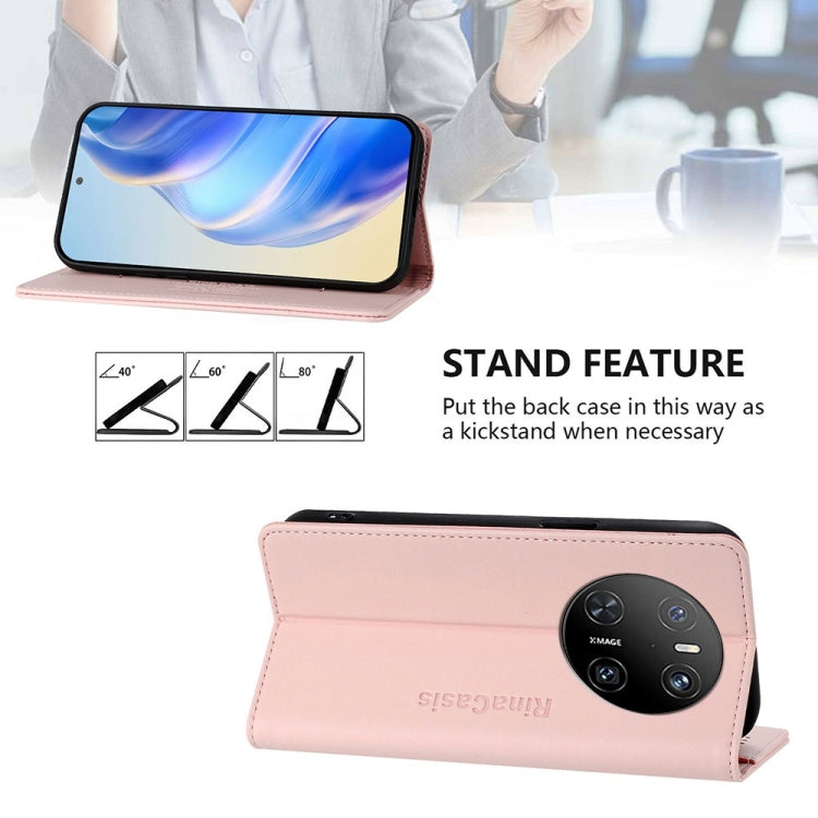 For Huawei Mate 70 RC01 Dual-Folded Magnetic Suction RFID Leather Phone Case