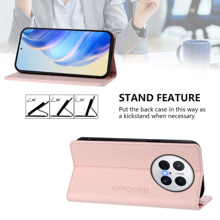 For Huawei Mate 70 Pro RC01 Dual-Folded Magnetic Suction RFID Leather Phone Case