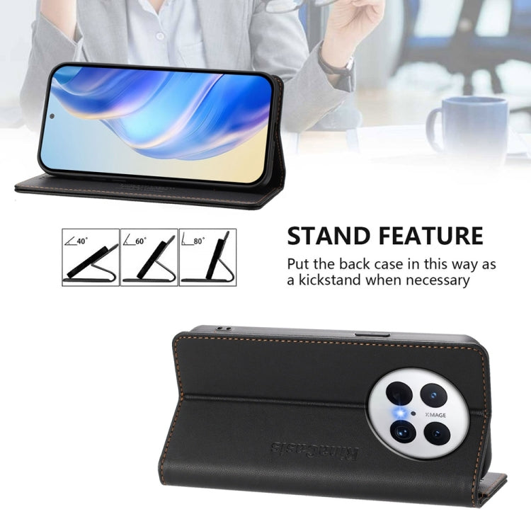 For Huawei Mate 70 Pro RC01 Dual-Folded Magnetic Suction RFID Leather Phone Case