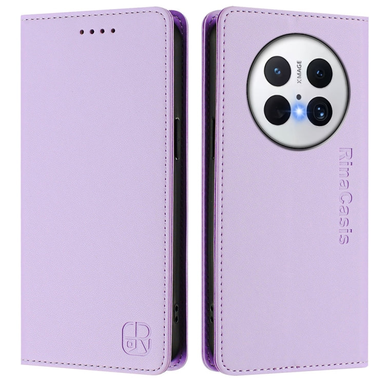 For Huawei Mate 70 Pro RC01 Dual-Folded Magnetic Suction RFID Leather Phone Case