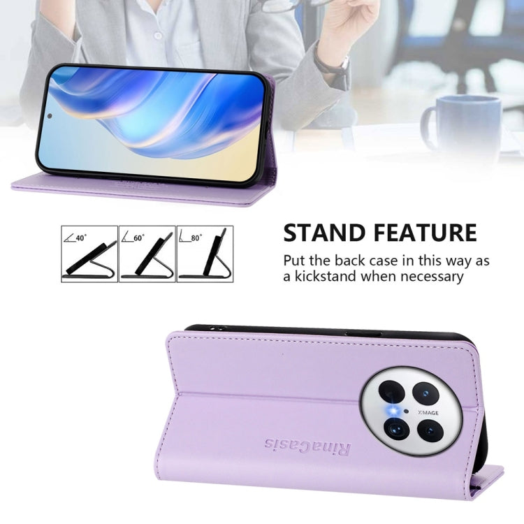 For Huawei Mate 70 Pro RC01 Dual-Folded Magnetic Suction RFID Leather Phone Case