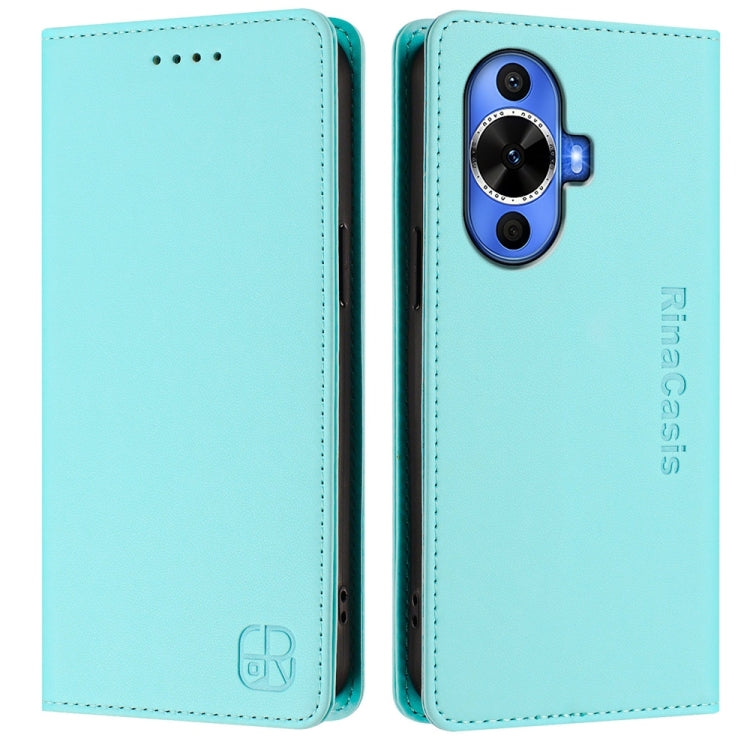 For Huawei nova 12s Global RC01 Dual-Folded Magnetic Suction RFID Leather Phone Case