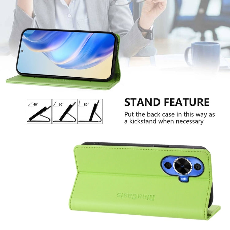 For Huawei nova 12s Global RC01 Dual-Folded Magnetic Suction RFID Leather Phone Case