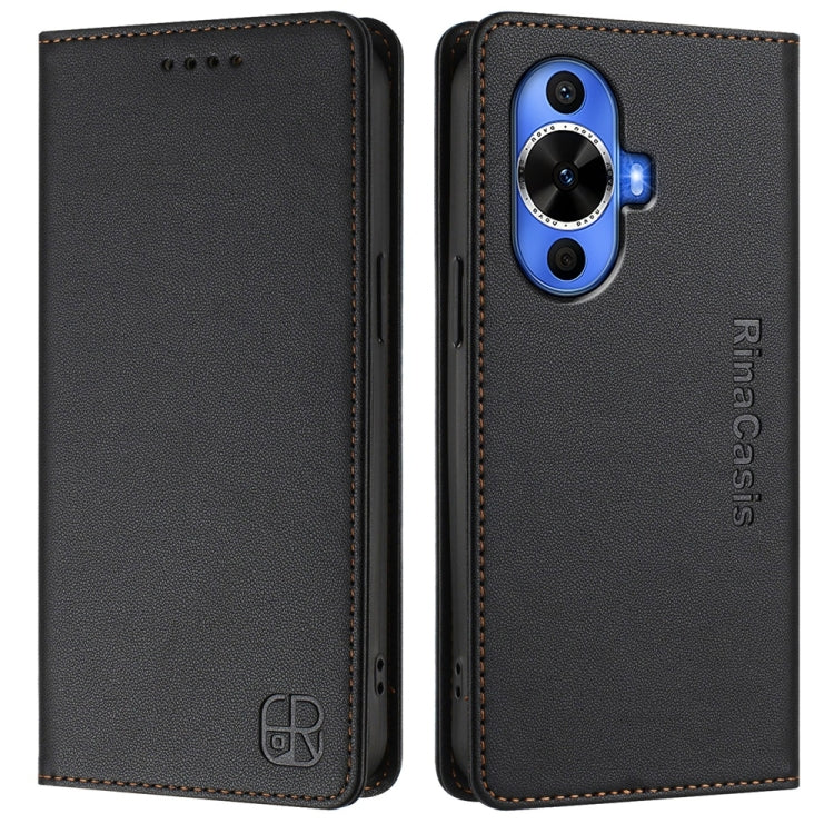 For Huawei nova 12s Global RC01 Dual-Folded Magnetic Suction RFID Leather Phone Case