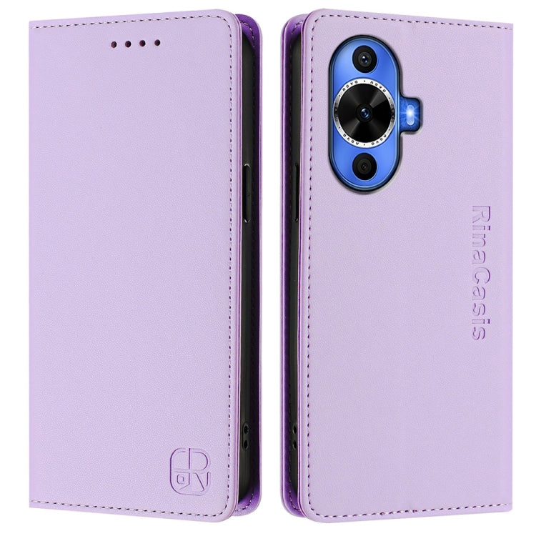 For Huawei nova 12s Global RC01 Dual-Folded Magnetic Suction RFID Leather Phone Case