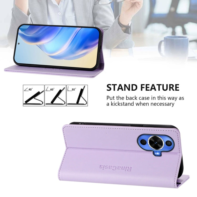 For Huawei nova 12s Global RC01 Dual-Folded Magnetic Suction RFID Leather Phone Case