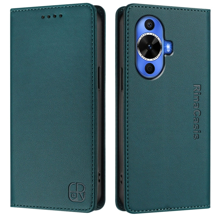 For Huawei nova 12s Global RC01 Dual-Folded Magnetic Suction RFID Leather Phone Case
