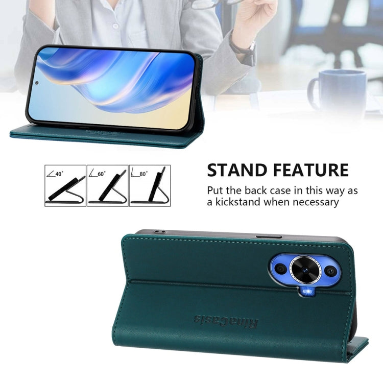 For Huawei nova 12s Global RC01 Dual-Folded Magnetic Suction RFID Leather Phone Case