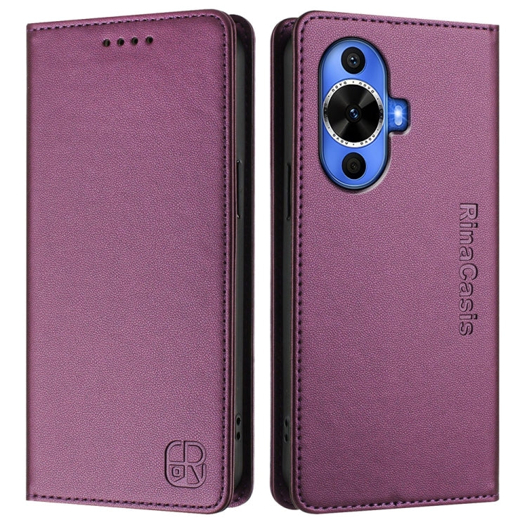 For Huawei nova 12s Global RC01 Dual-Folded Magnetic Suction RFID Leather Phone Case