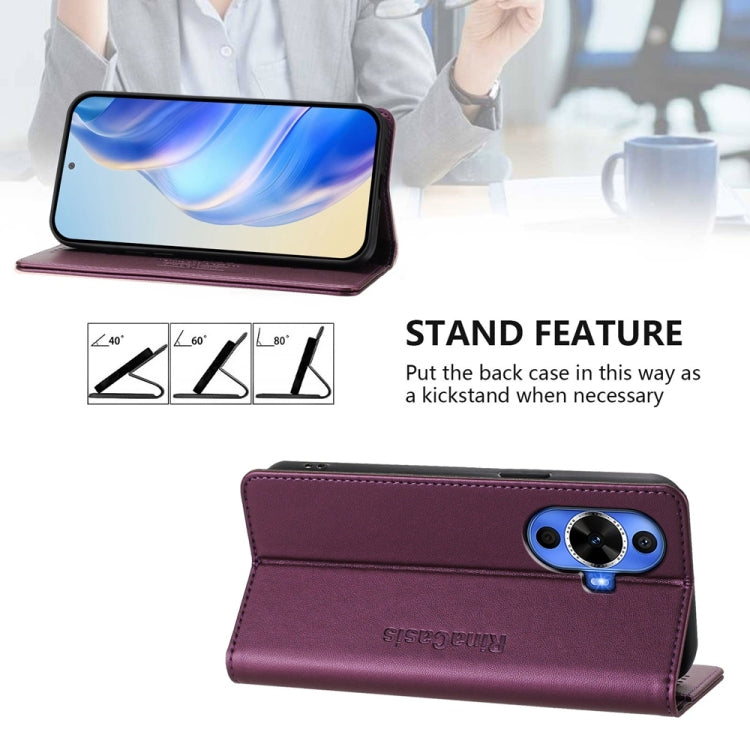 For Huawei nova 12s Global RC01 Dual-Folded Magnetic Suction RFID Leather Phone Case
