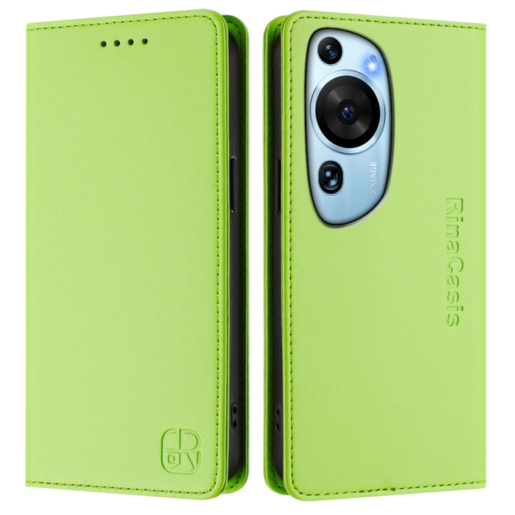 For Huawei P60 Art RC01 Dual-Folded Magnetic Suction RFID Leather Phone Case
