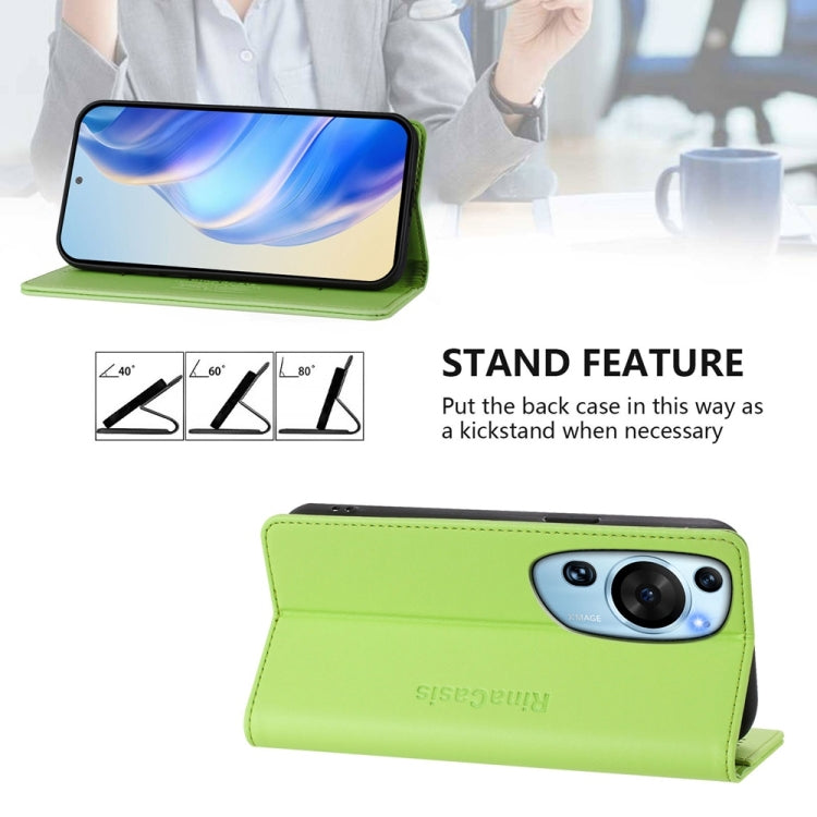 For Huawei P60 Art RC01 Dual-Folded Magnetic Suction RFID Leather Phone Case