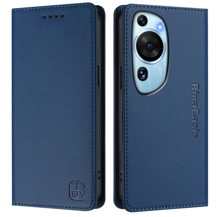 For Huawei P60 Art RC01 Dual-Folded Magnetic Suction RFID Leather Phone Case
