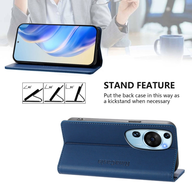 For Huawei P60 Art RC01 Dual-Folded Magnetic Suction RFID Leather Phone Case