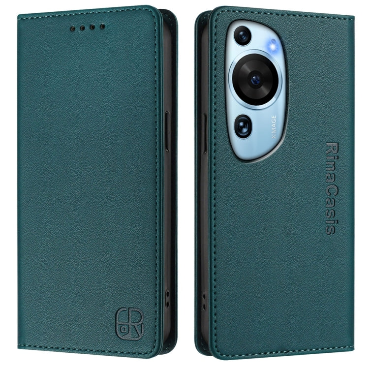 For Huawei P60 Art RC01 Dual-Folded Magnetic Suction RFID Leather Phone Case