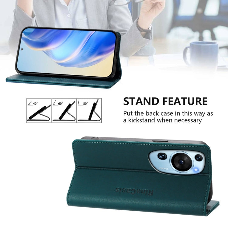 For Huawei P60 Art RC01 Dual-Folded Magnetic Suction RFID Leather Phone Case