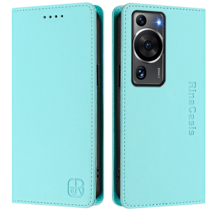 For Huawei P60 / P60 Pro RC01 Dual-Folded Magnetic Suction RFID Leather Phone Case