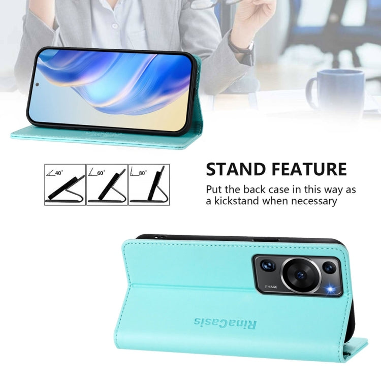 For Huawei P60 / P60 Pro RC01 Dual-Folded Magnetic Suction RFID Leather Phone Case