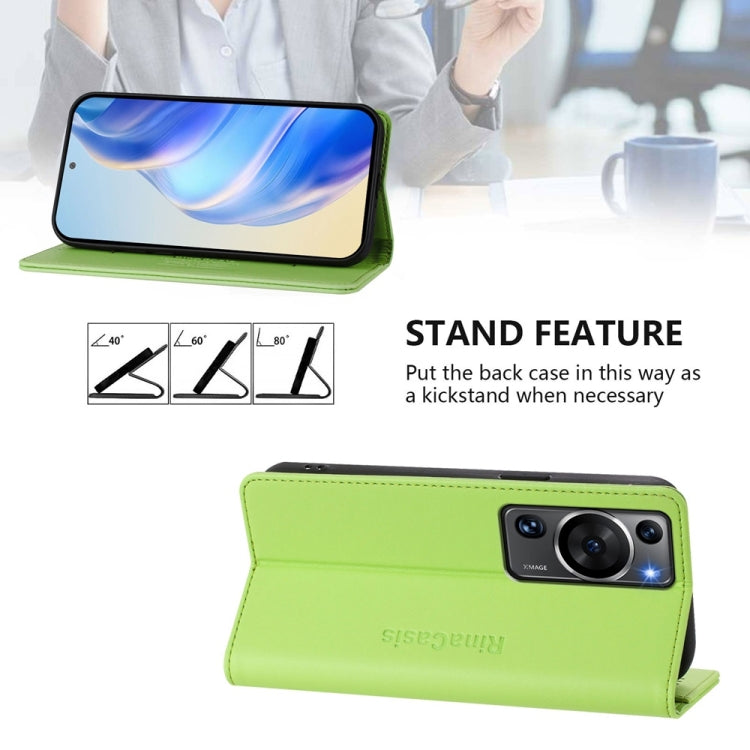 For Huawei P60 / P60 Pro RC01 Dual-Folded Magnetic Suction RFID Leather Phone Case
