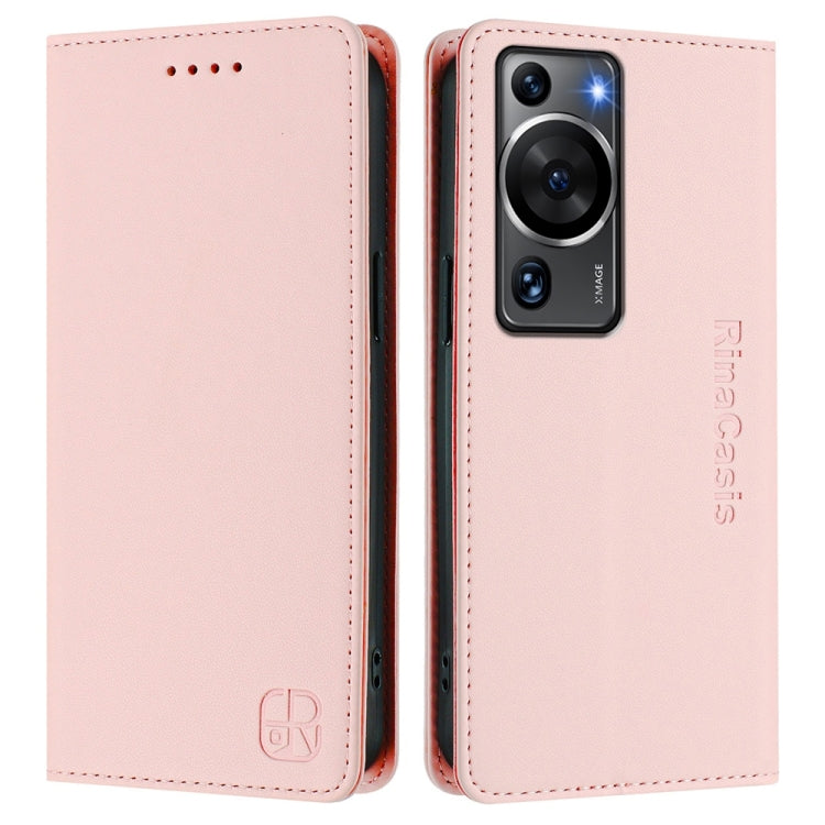 For Huawei P60 / P60 Pro RC01 Dual-Folded Magnetic Suction RFID Leather Phone Case