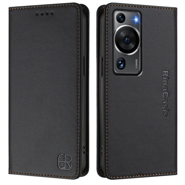 For Huawei P60 / P60 Pro RC01 Dual-Folded Magnetic Suction RFID Leather Phone Case