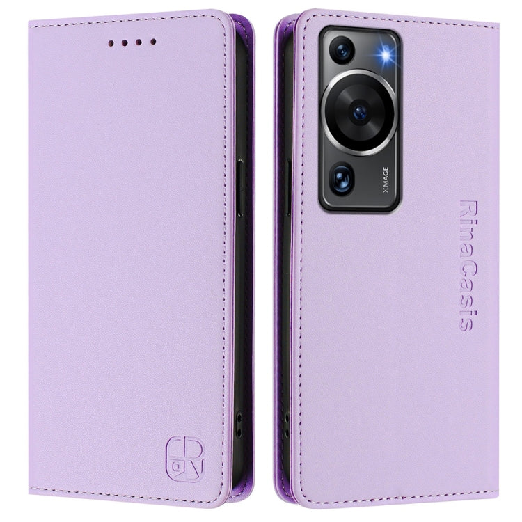 For Huawei P60 / P60 Pro RC01 Dual-Folded Magnetic Suction RFID Leather Phone Case