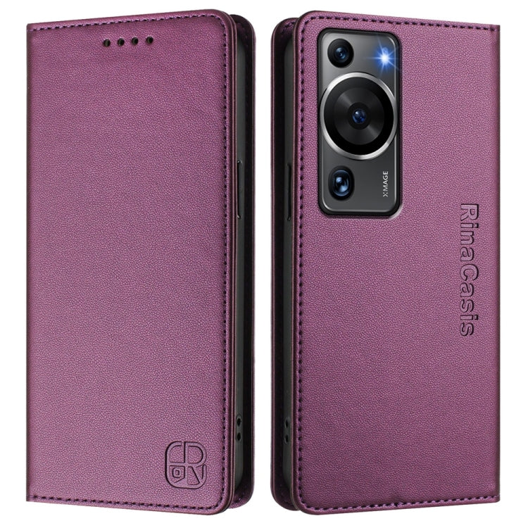 For Huawei P60 / P60 Pro RC01 Dual-Folded Magnetic Suction RFID Leather Phone Case