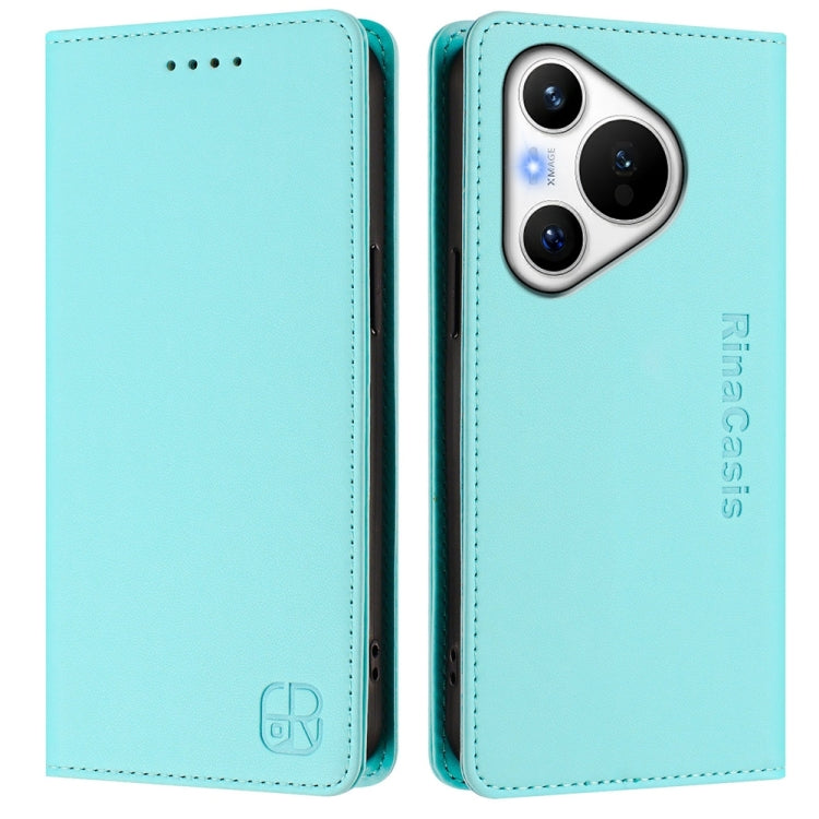 For Huawei Pura 70 RC01 Dual-Folded Magnetic Suction RFID Leather Phone Case