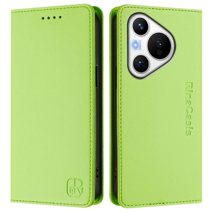 For Huawei Pura 70 RC01 Dual-Folded Magnetic Suction RFID Leather Phone Case