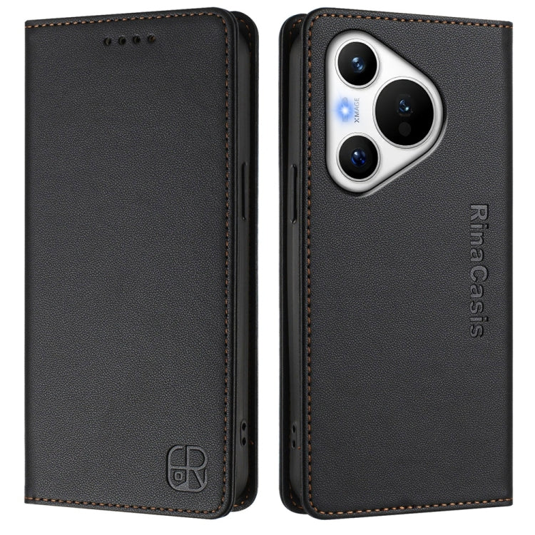 For Huawei Pura 70 RC01 Dual-Folded Magnetic Suction RFID Leather Phone Case