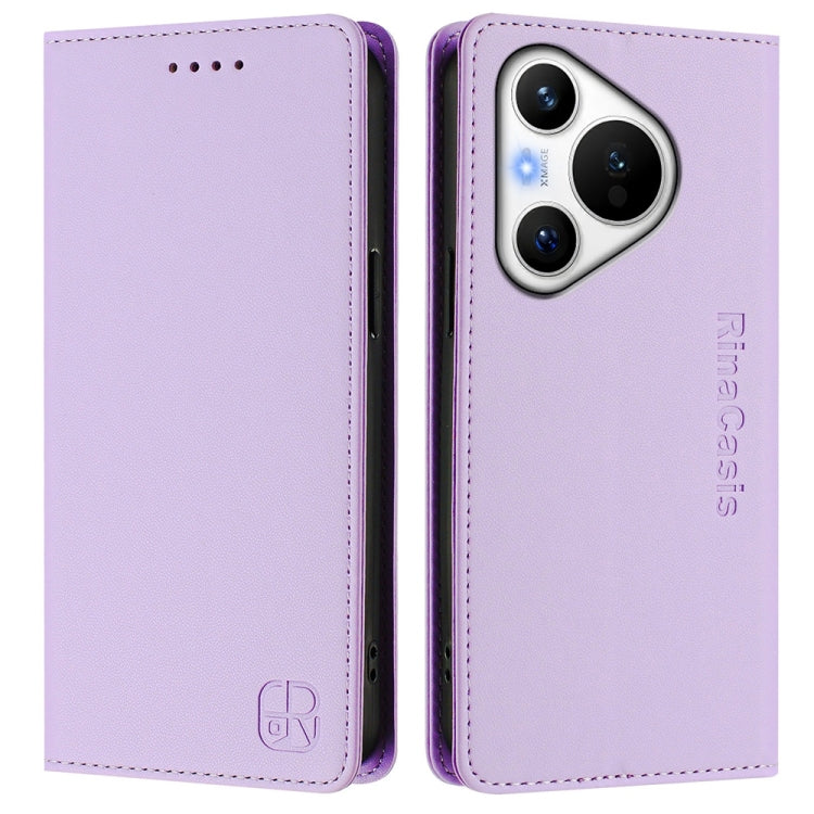For Huawei Pura 70 RC01 Dual-Folded Magnetic Suction RFID Leather Phone Case