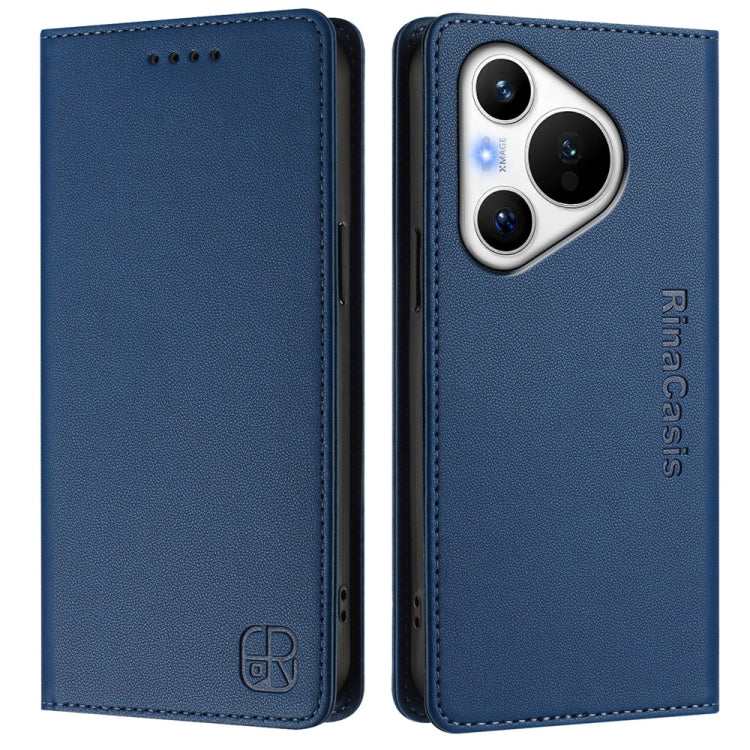 For Huawei Pura 70 RC01 Dual-Folded Magnetic Suction RFID Leather Phone Case