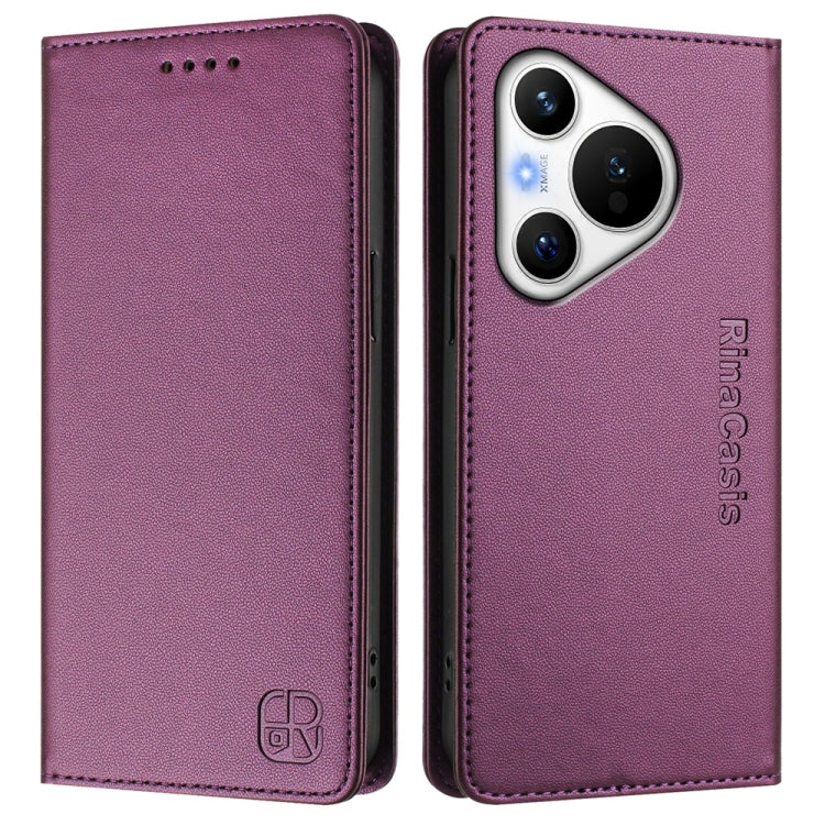 For Huawei Pura 70 RC01 Dual-Folded Magnetic Suction RFID Leather Phone Case
