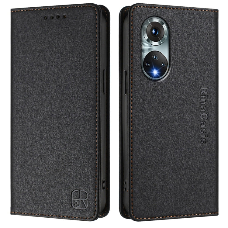 For Huawei nova 9 RC01 Dual-Folded Magnetic Suction RFID Leather Phone Case