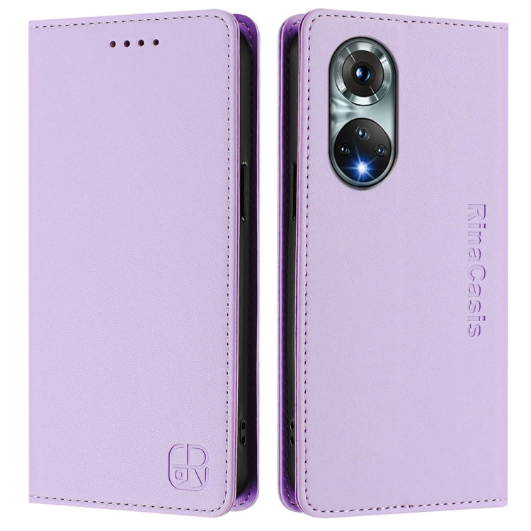 For Huawei nova 9 RC01 Dual-Folded Magnetic Suction RFID Leather Phone Case