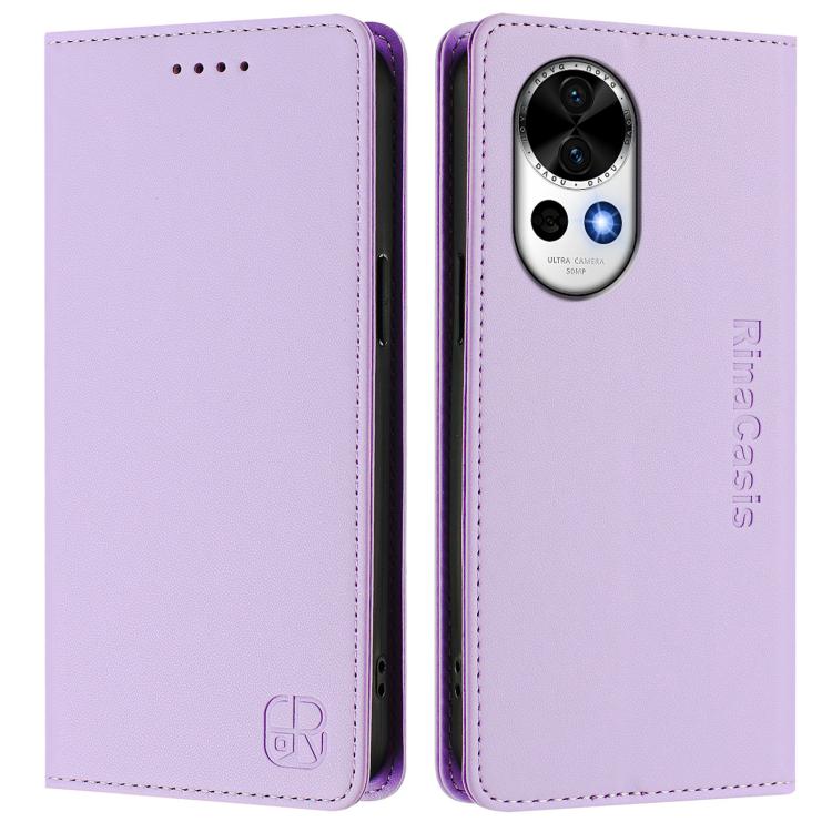For Huawei Nova 13 / Nova 12 RC01 Dual-Folded Magnetic Suction RFID Leather Phone Case