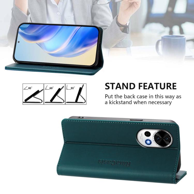 For Huawei Nova 13 / Nova 12 RC01 Dual-Folded Magnetic Suction RFID Leather Phone Case